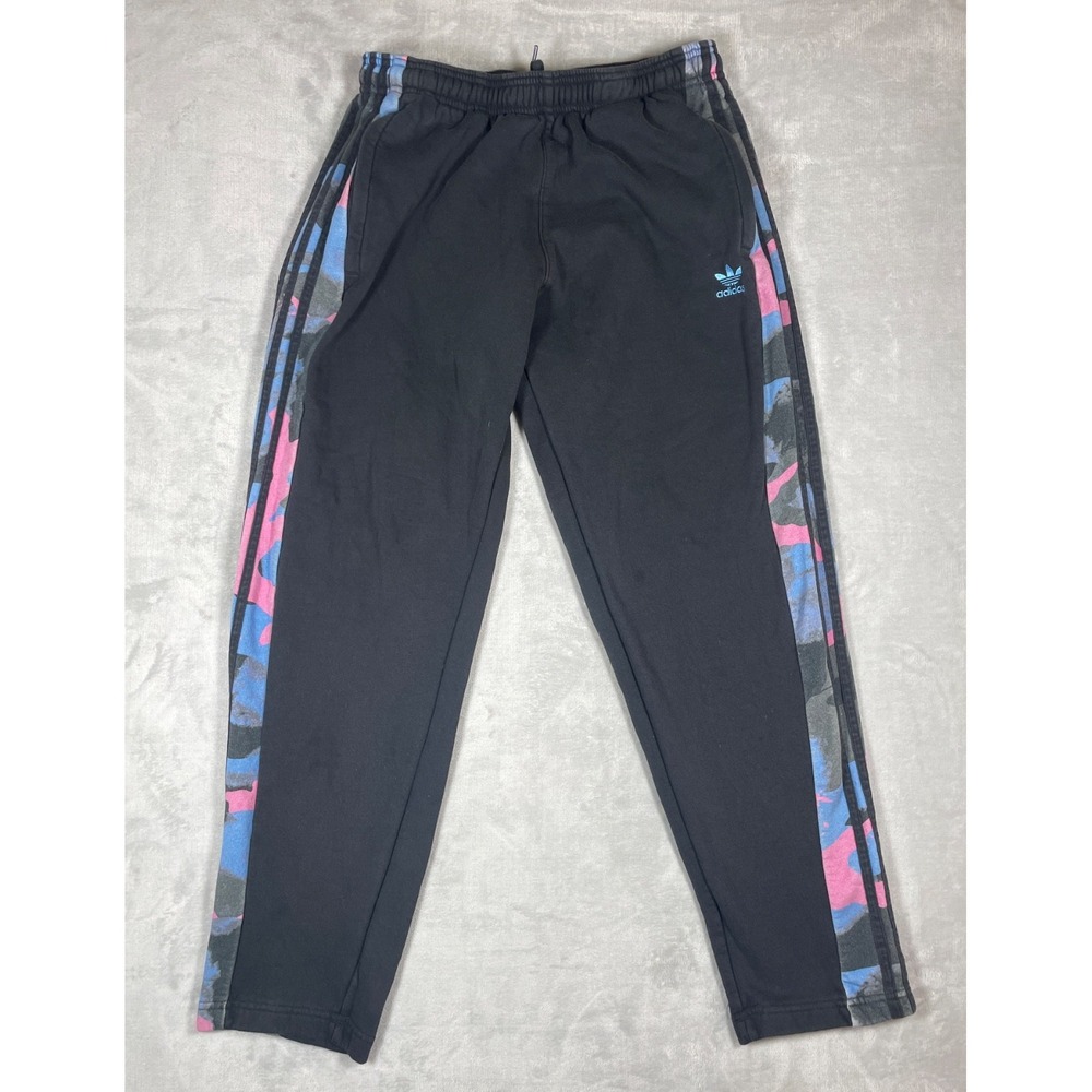 Adidas Originals Joggers Men L Black Camo Series 3 Stripe Trefoil Sweatpants